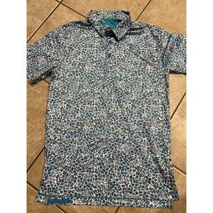 Robert Graham Shirt Mens XS Blue White Golf Polo Skull Vegas Gambling Poker